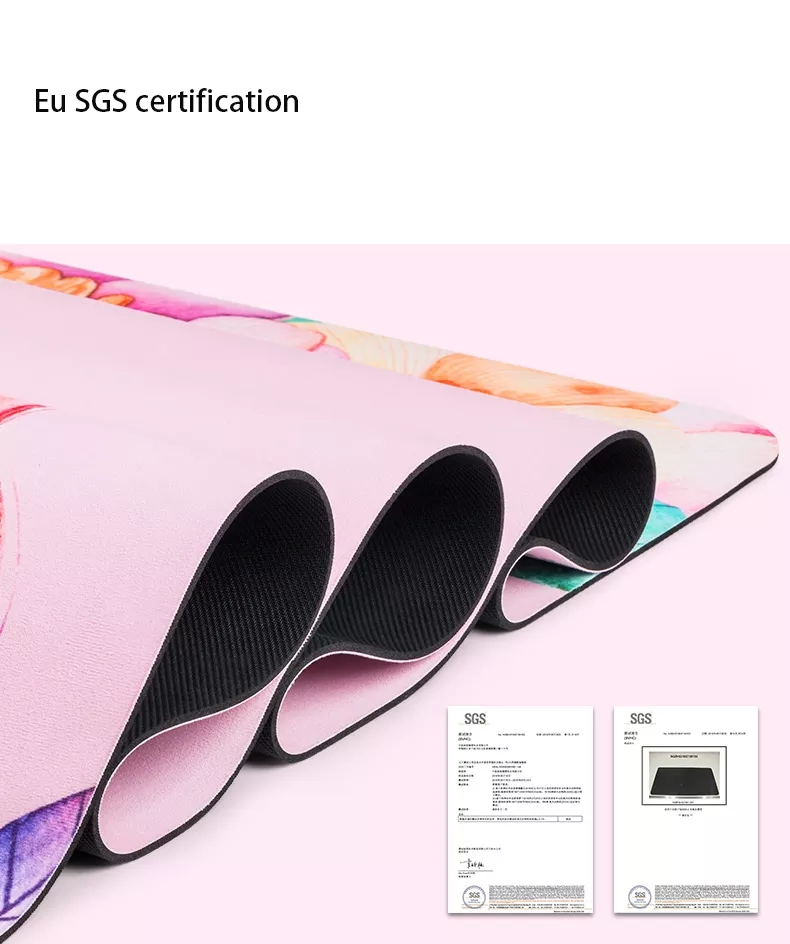 Paidu Manufacturer eco friendly Printed Microfiber suede surface natural tree rubber yoga mat