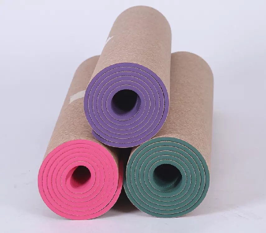 Paidu Manufacturer Eco Friendly Natural Cork and TPE Yoga Mat