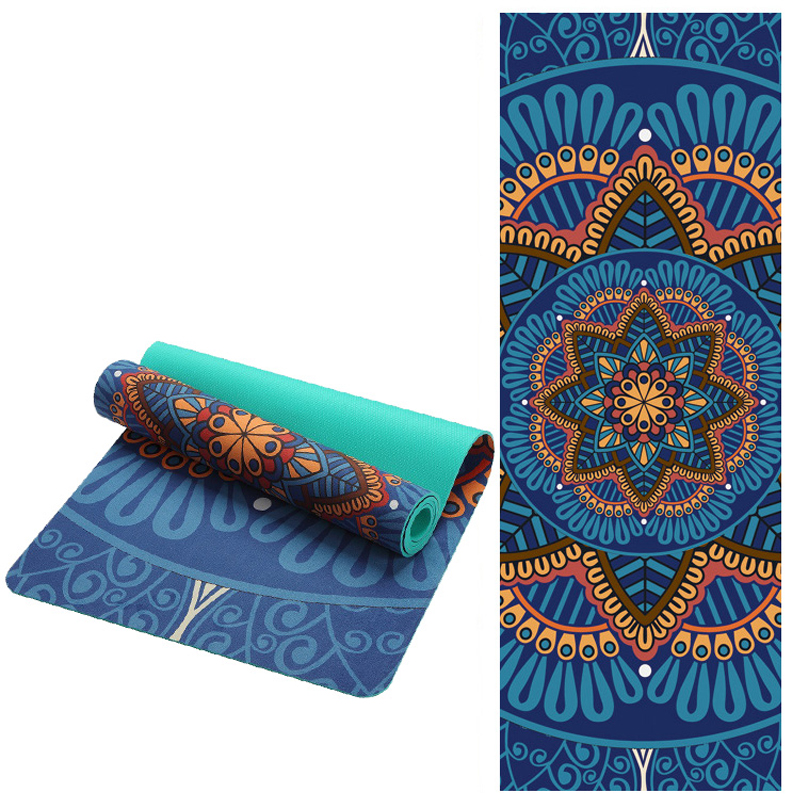 PAIDU Manufacturer BSCI 5 MM Lotus Pattern Suede TPE Yoga Mat Pad Non-slip Exercise