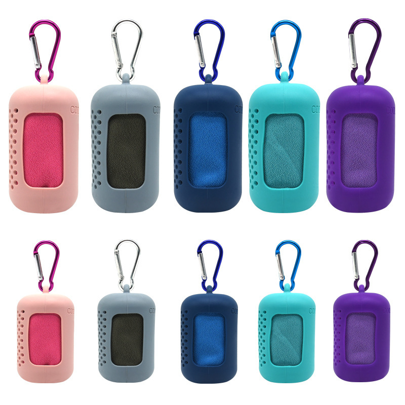 PAIDU Manufacture Hot Sale Ultra Quick-drying Outdoor Super Absorbent Microfiber Sport Travel Towel With Silicone Case Pouch for Camping Beach DDP