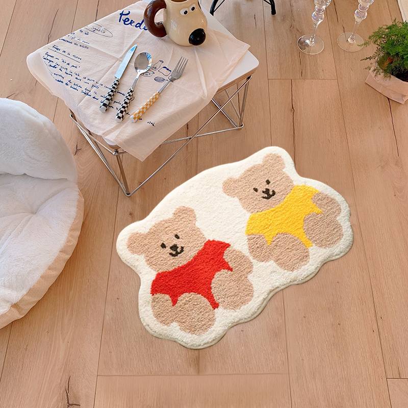 PAIDU Manufacturer Cartoon Carpet Cute Bear Floor Mat Bedroom Bedside Carpet