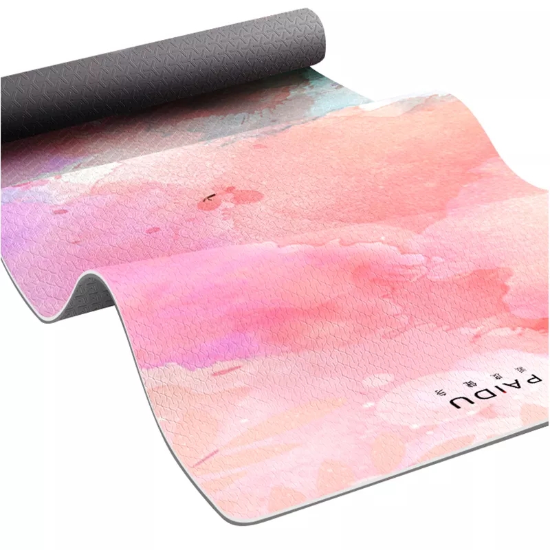 PAIDU Manufacturer BSCI Non Slip Yoga Mat Eco Friendly TPE Print with Carrying Strap for Floor Workout Fitness