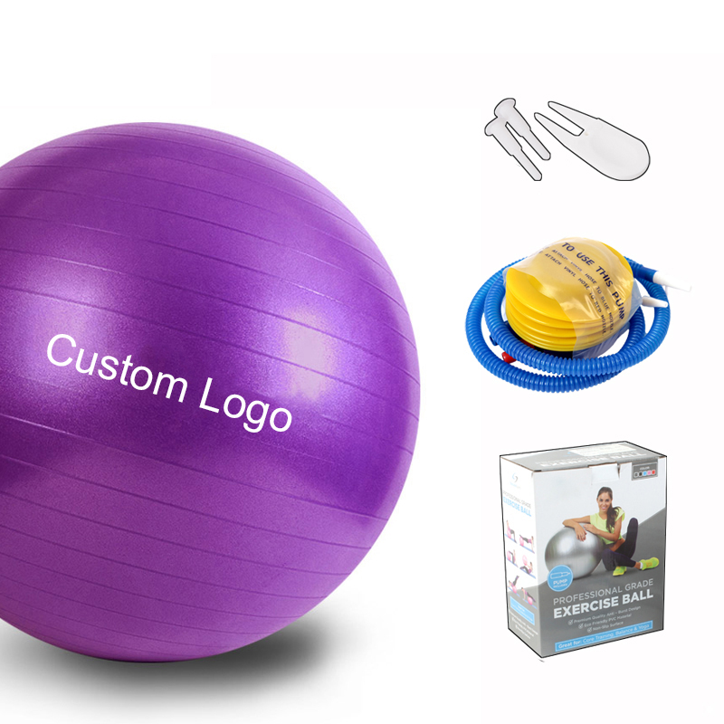 PAIDU Manufacturer 2022 Custom Logo Anti Burst Big Core Pilates Wholesale Exercise Fitness Gym 45cm 55cm 65cm 75cm PVC Yoga Ball