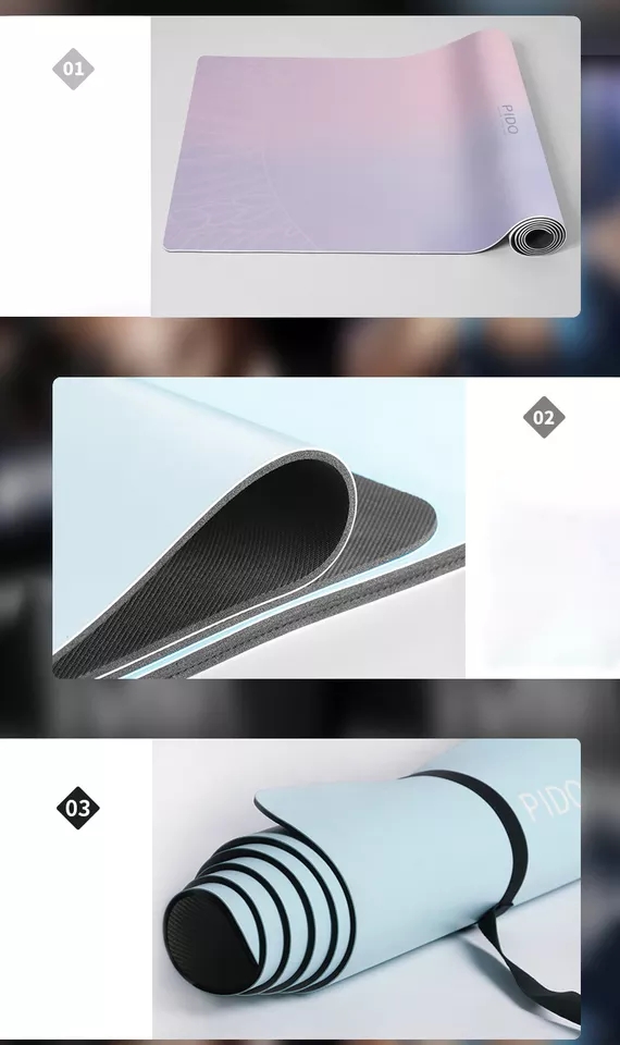 PAIDU Manufacturer BSCI Printing Pu Leather Cover and Natural Rubber Bottom Eco Friendly Yoga Mat Sets