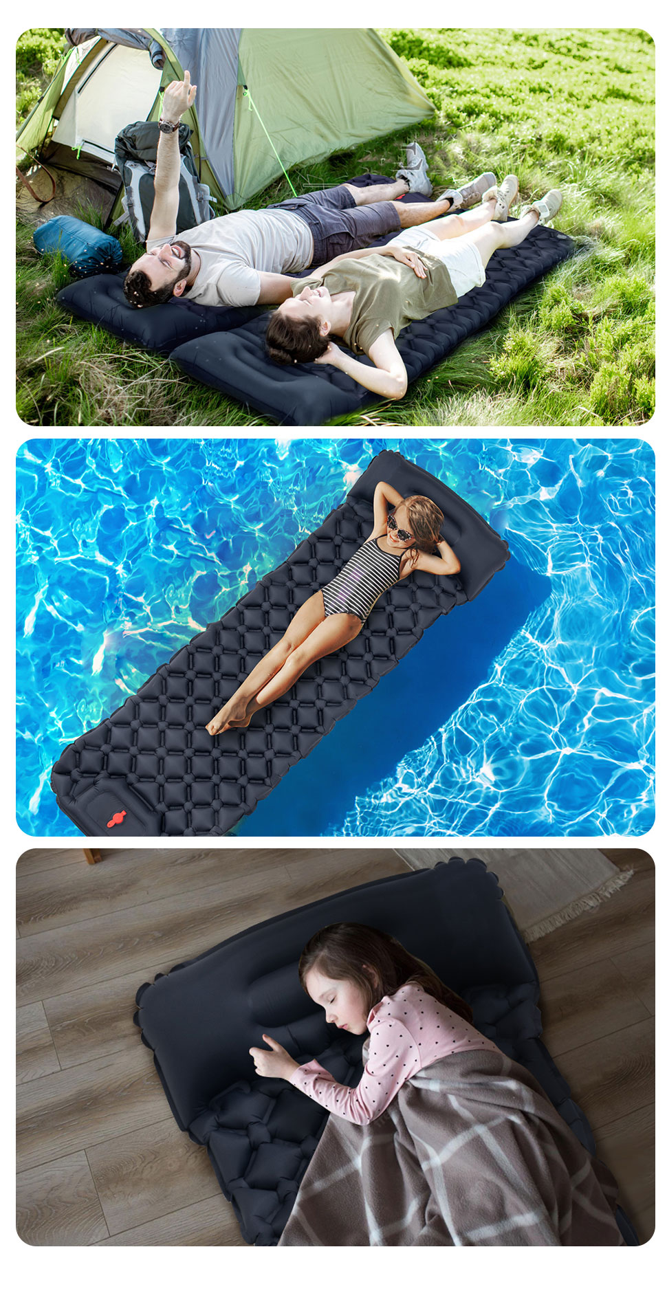 PAIDU Manufacturer BSCI Outdoor Camping Sleeping Pad Inflatable Mattress Travel Mat Folding Bed