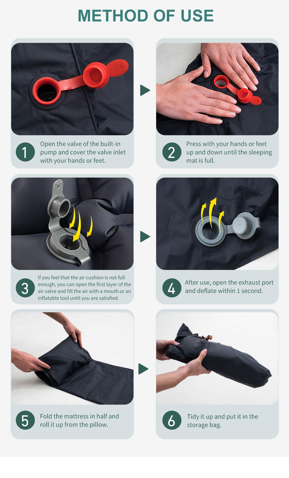 PAIDU Manufacturer BSCI Outdoor Camping Sleeping Pad Inflatable Mattress Travel Mat Folding Bed