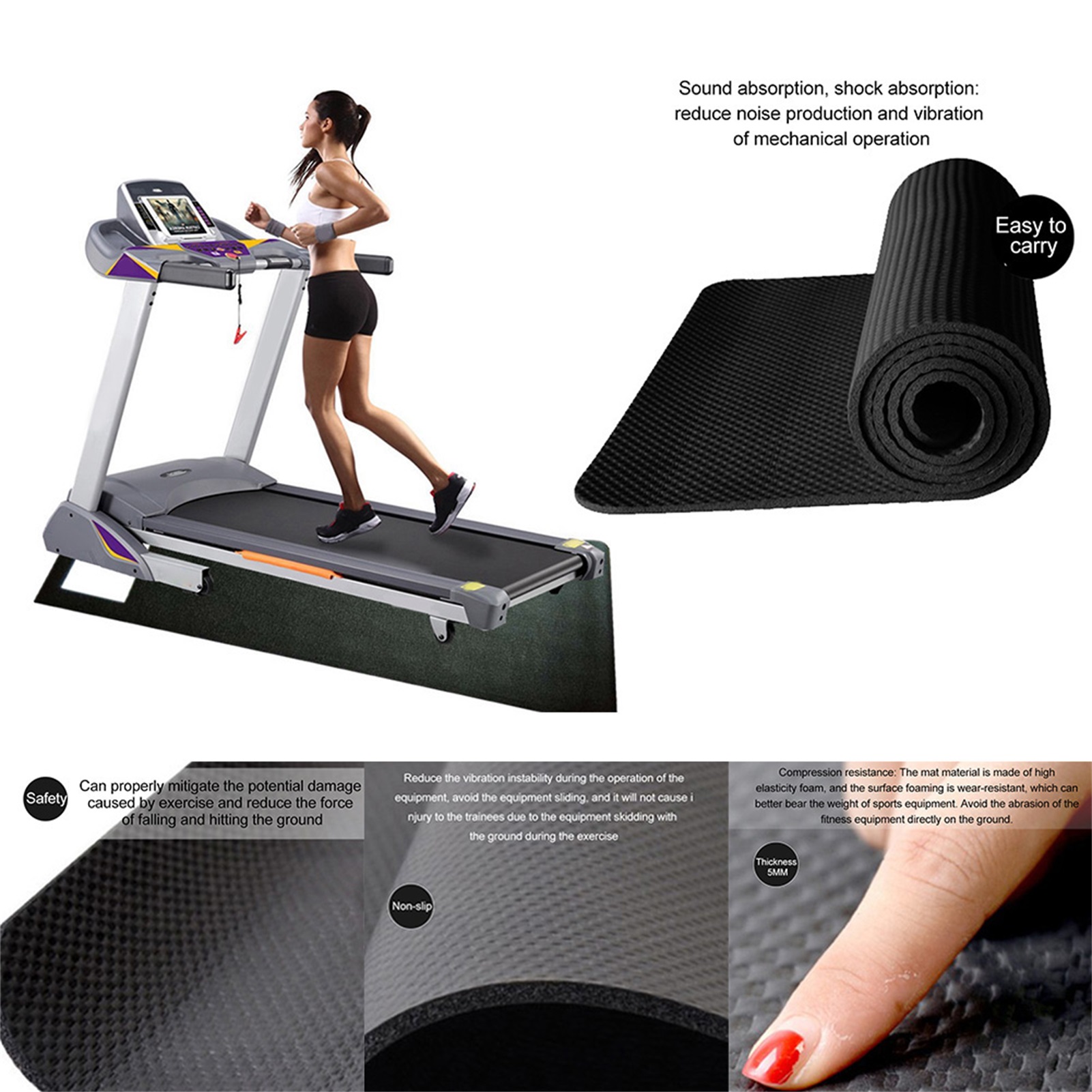 PAIDU Manufacturer BSCI 3 sizes Multi Wear-resistant Exercise Equipment Mat Treadmill Mat