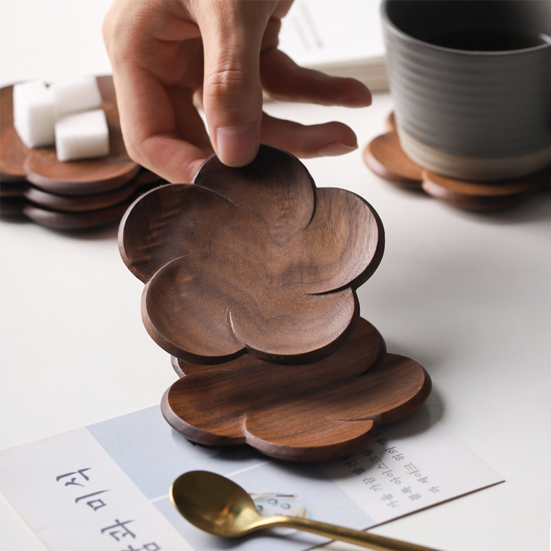 Paidu Manufacturer Solid wood petal black walnut cup mat